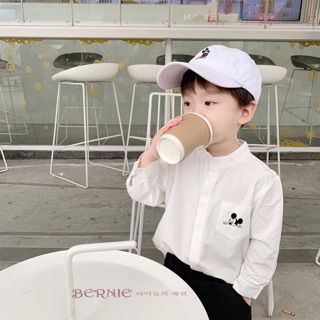 Set áo sơ mi mickey quần đen bé trai