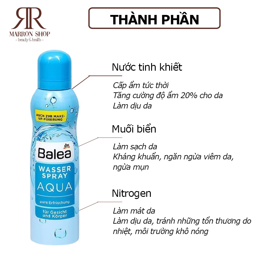 [Hàng Đức] Xịt khoáng Balea Wasser Spray Aqua 150ml