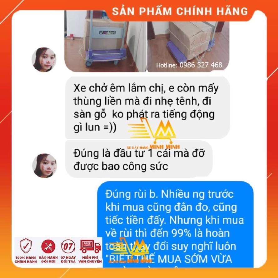 [BH 12th- Hàng Cao Cấp] Xe Đẩy Hàng 150 kg, Xe Đẩy Hàng 4 Bánh Maxkiwi - Êm Siêu Bền, Nhẹ Cam Kết 3-5 Năm Không Hỏng