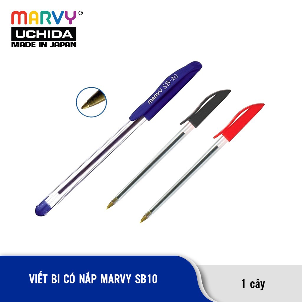 Bút bi Marvy Stick SB10 - Metal tip 1.0mm - Màu xanh dương (Blue)