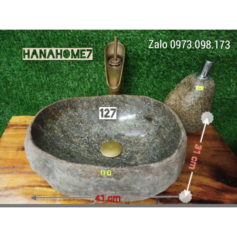 Chậu lavabo rửa mặt đá cuội size M