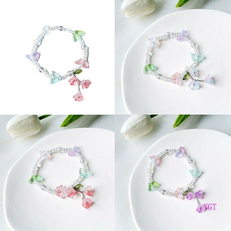 Vòng Tay Xỏ Hạt Mặt Hình Hoa/Nơ/Trái Tim Thời Trang Cho Nữ