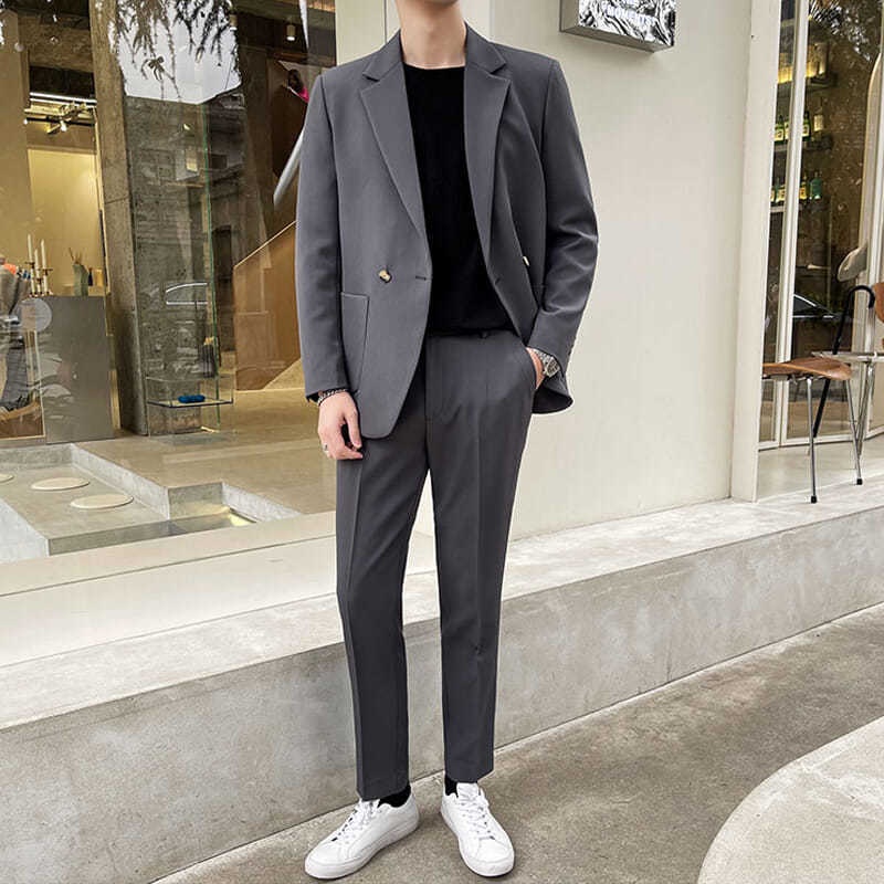 Áo Khoác Suit Dáng Rộng Màu Sáng Phong Cách Hàn Quốc Cao Cấp Cho Nam