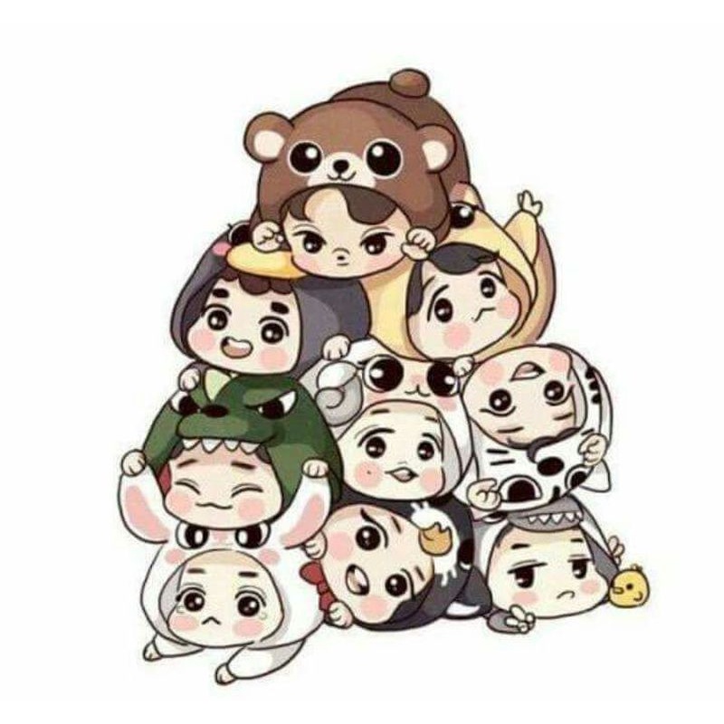 Bộ tranh đính đá tự làm hình nhóm nhạc EXO cỡ 30x30cm trang trí nhà cửa