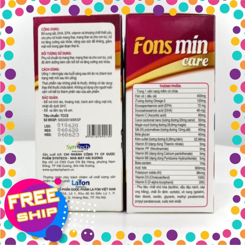[CHÍNH HÃNG] Bổ sung DHA, EPA, Vitamin và khoáng chất cho bà bầu - Fons Mincare 30 viên | Thế Giới Skin Care