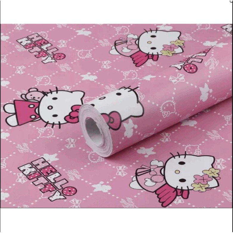 Cuộn 10m giấy dán tường kitty thiên thần khổ rộng 45cm