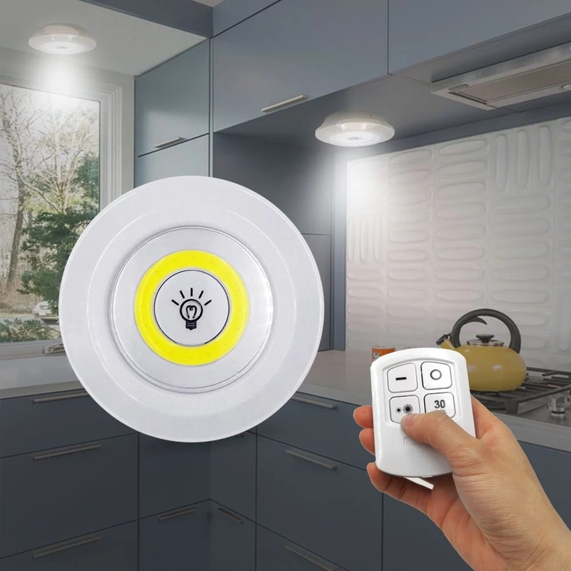 Bộ 2/ 3 đèn LED COB nút nhấn điều khiển từ xa tiết kiệm năng lượng cho cầu thang cạnh giường ngủ ký túc xá phòng tắm