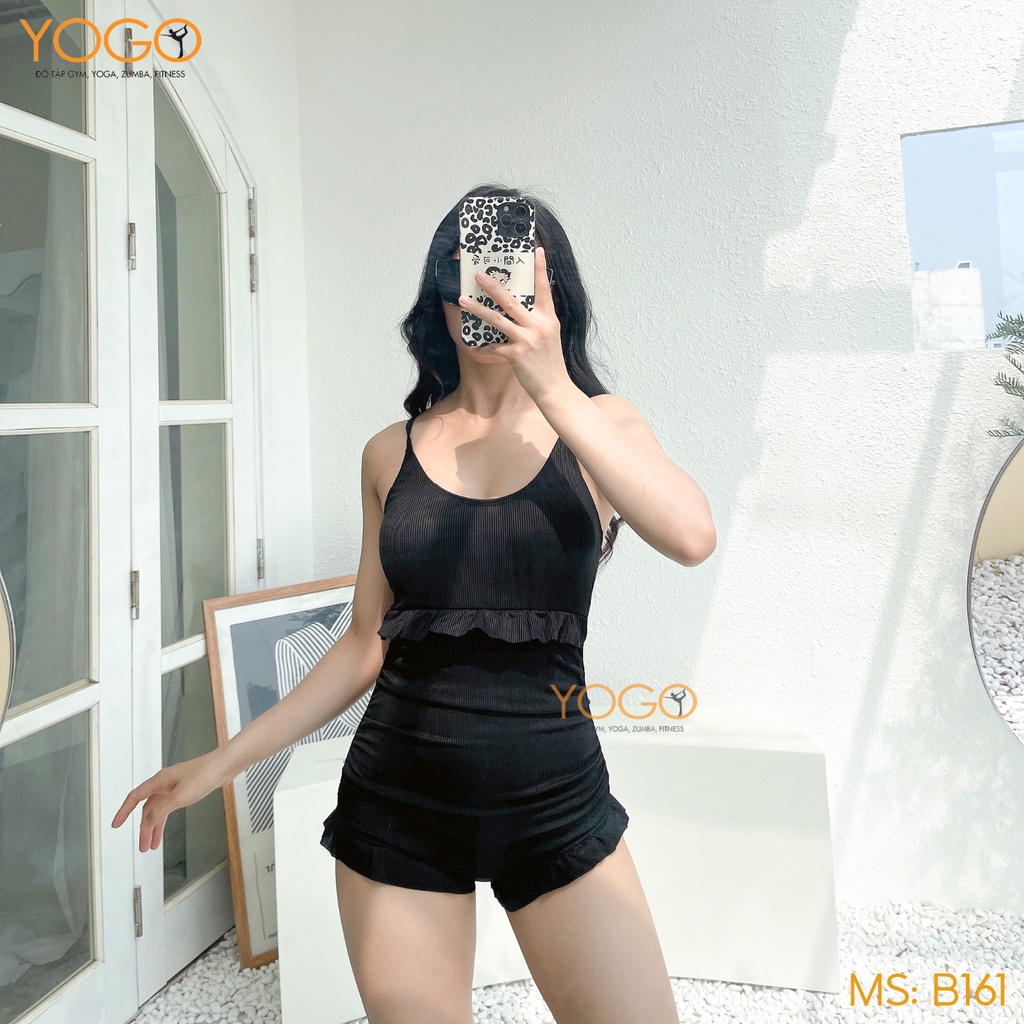 Set Bikini Đồ Bơi Nữ Hai Mảnh Nhúm Eo Trẻ Trung Che Bụng Ôm Body Tôn Dáng Mặc Đi Biển Đi Bơi Mùa Hè YOGO B161