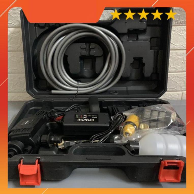 Máy rửa xe dùng pin mini, Máy xịt rửa tăng áp Hitachi 199V áp lực cao 1400W