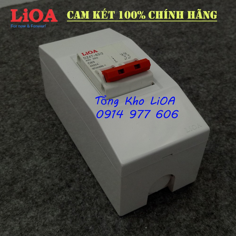 Combo cầu dao tự động chống quá tải và ngắn mạch LiOA loại 2 cực - Lắp nổi