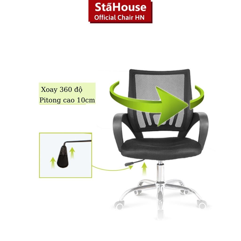 Ghế xoay văn phòng GVP405 khung chắc chắn đệm êm ôm lưng có núm chỉnh ngả lưng Stahouse Official Chair HN