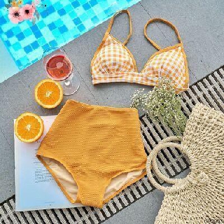 ( Không Gọng ) Bikini Hai Mảnh Kẻ Siêu Đẹp Siêu Sang Chảnh