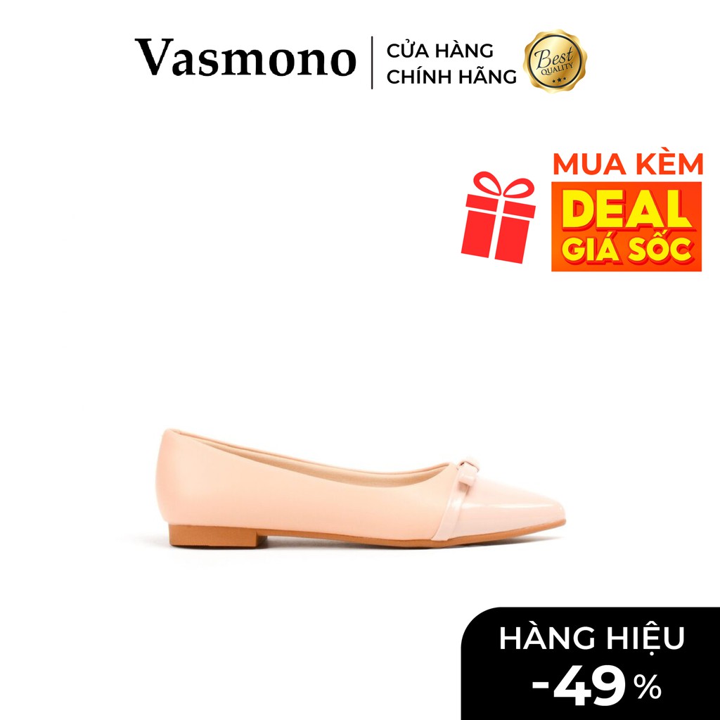[Sale 50%] Giày Búp Bê Mũi Nhọn Phối Nơ