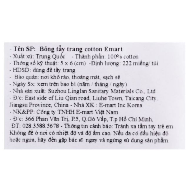 AUTH - Bông Tẩy Trang Hàn Quốc Cotton 222 Miếng vuông Beauty Basic dai mềm không xơ rát mặt - hàng nhập khẩu Emart