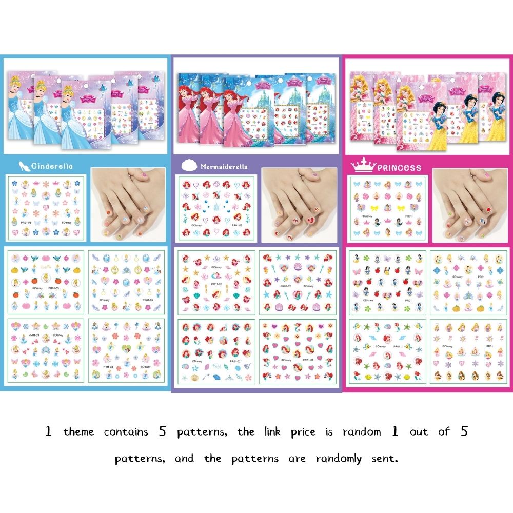 1 tờ nhãn dán trang trí móng phong cách công chúa dễ thương cho bé gái
