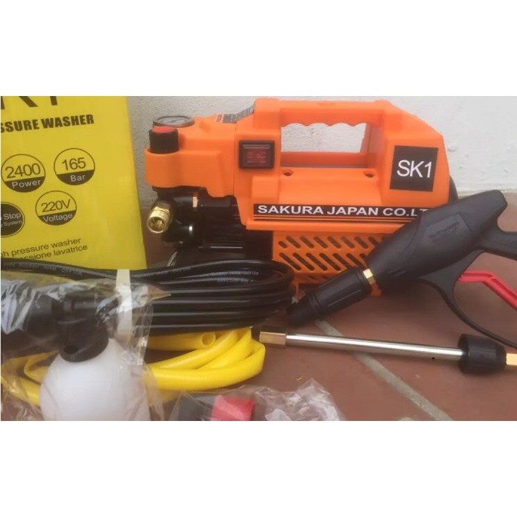 Máy Bơm Rửa Xe Chỉnh Áp SAKURA.JAPAN .SK1. Công Suất 2400W. Có chỉnh áp trên thân máy. Máy xịt rửa xe máy. Ôtô. Máy lạnh
