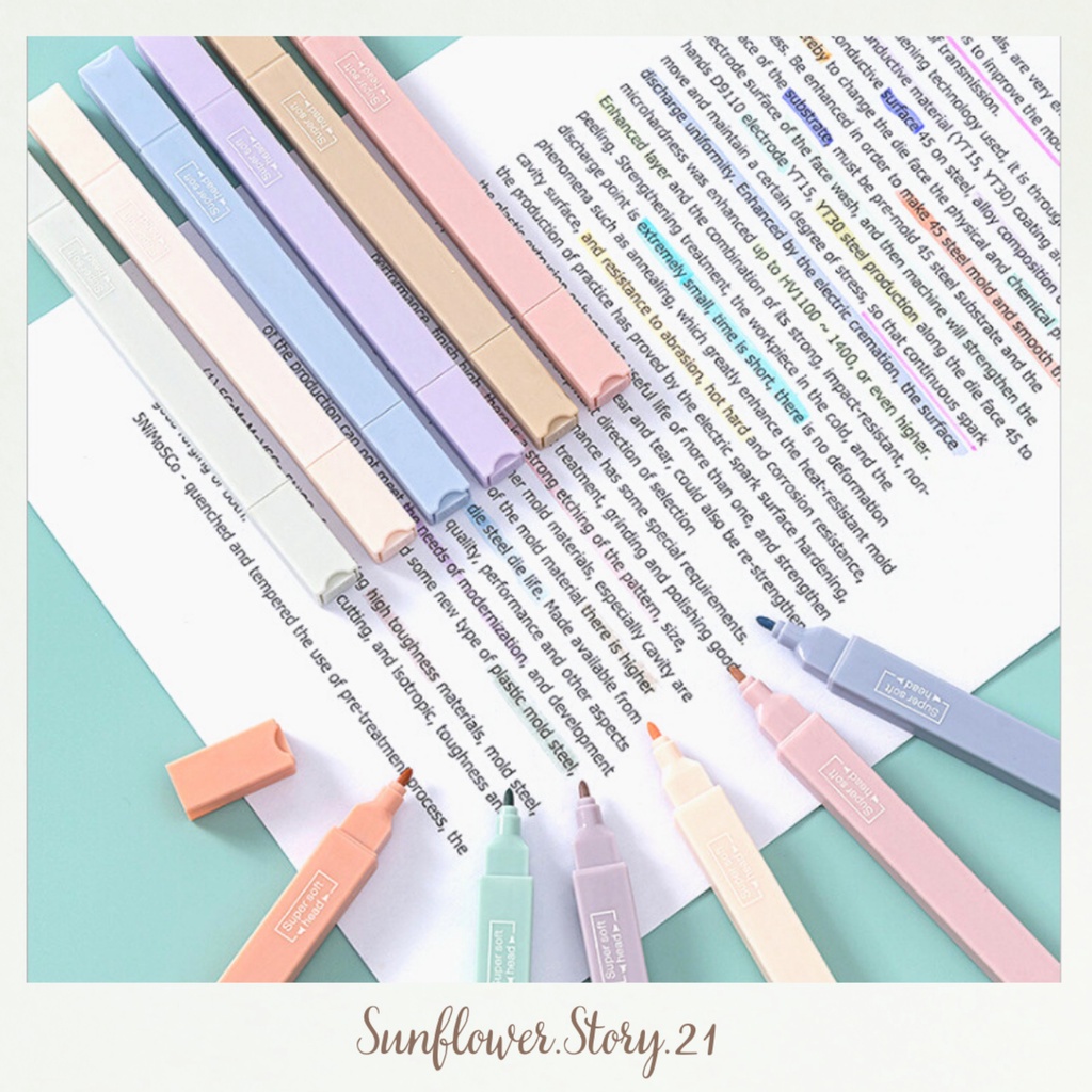 [FREESHIP 50K] Bút đánh dấu highligh 6 màu pastel 2 đầu trang trí sổ bullet journal thiết kế sáng tạo