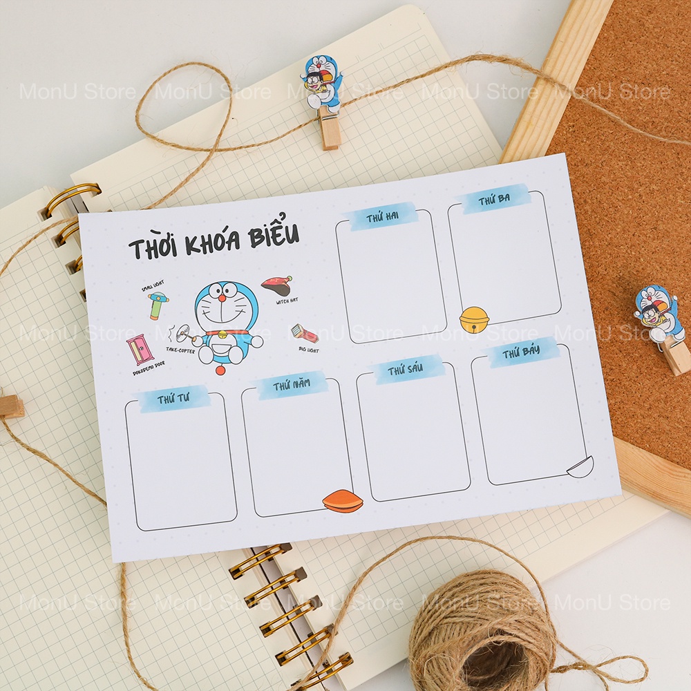 Set 6 tấm thời khóa biểu DORAEMON DOREMON dễ thương cute MON0433 (Tặng kèm keo dán) TooYoo