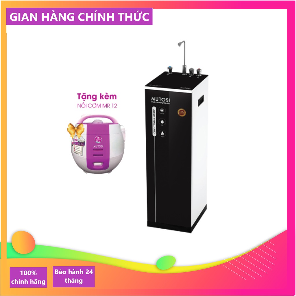 Máy lọc nước RO Mutosi Nóng Lạnh Nguội MP- 350D -BK 8 cấp lọc - Tặng nồi cơm điện - Hàng chính hãng