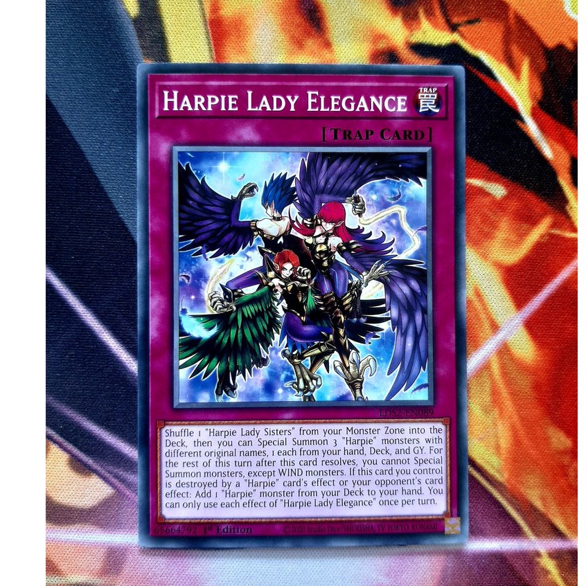 [ ĐỖ LẠC SHOP ] THẺ BÀI YUGIOH - TRAP - Harpie Lady Elegance - LDS2-EN089 - Common 1st Edition