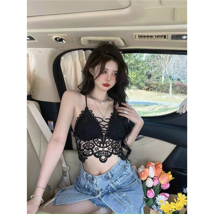 A79 Áo Bra Ren Brelette KATHY BRA Hai Dây Sexy Kiểu Dáng Croptop Phối Blazer Quần Lưng Cao Dạo Phố Siêu Xinh