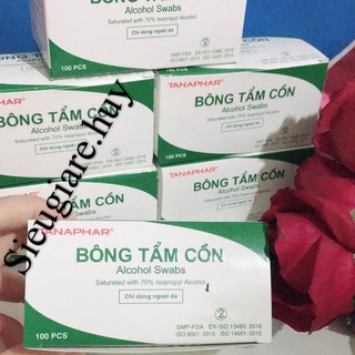 bông tẩm cồn sát trùng tanaphar hộp 100c