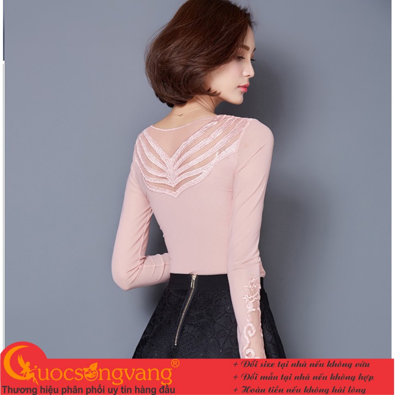 Áo thun lưới hai lớp áo kiểu nữ dài tay GLA253 Cuocsongvang