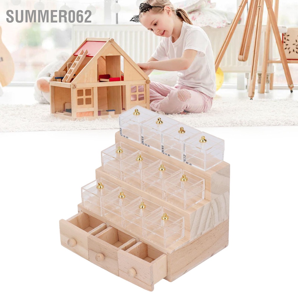Summer062 Nhà búp bê Tủ trưng bày kẹo bằng gỗ Sống động như thật đồ nội thất Mô hình trang trí Phụ kiện