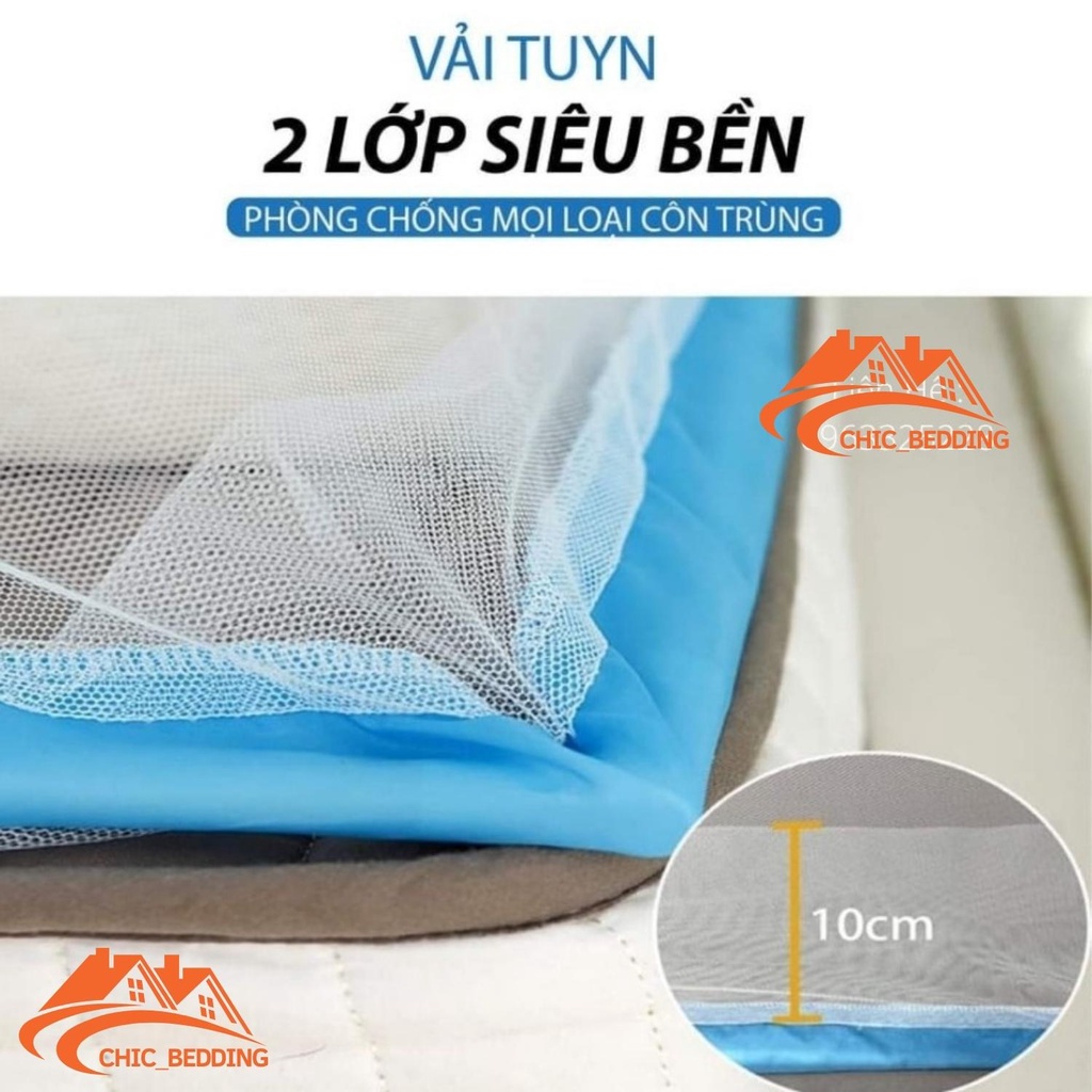 Màn chụp gấp gọn thông minh, mùng chụp tự bung đỉnh chóp đỉnh vuông 1m2 1m6 1m8 2m2