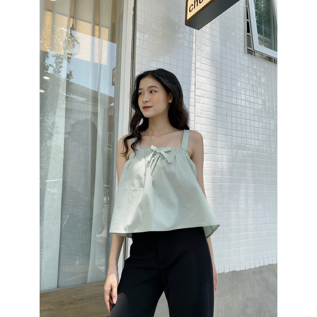 YU CHERRY | Áo babydoll nữ nơ nhỏ trước ngực Bowy Top YA380