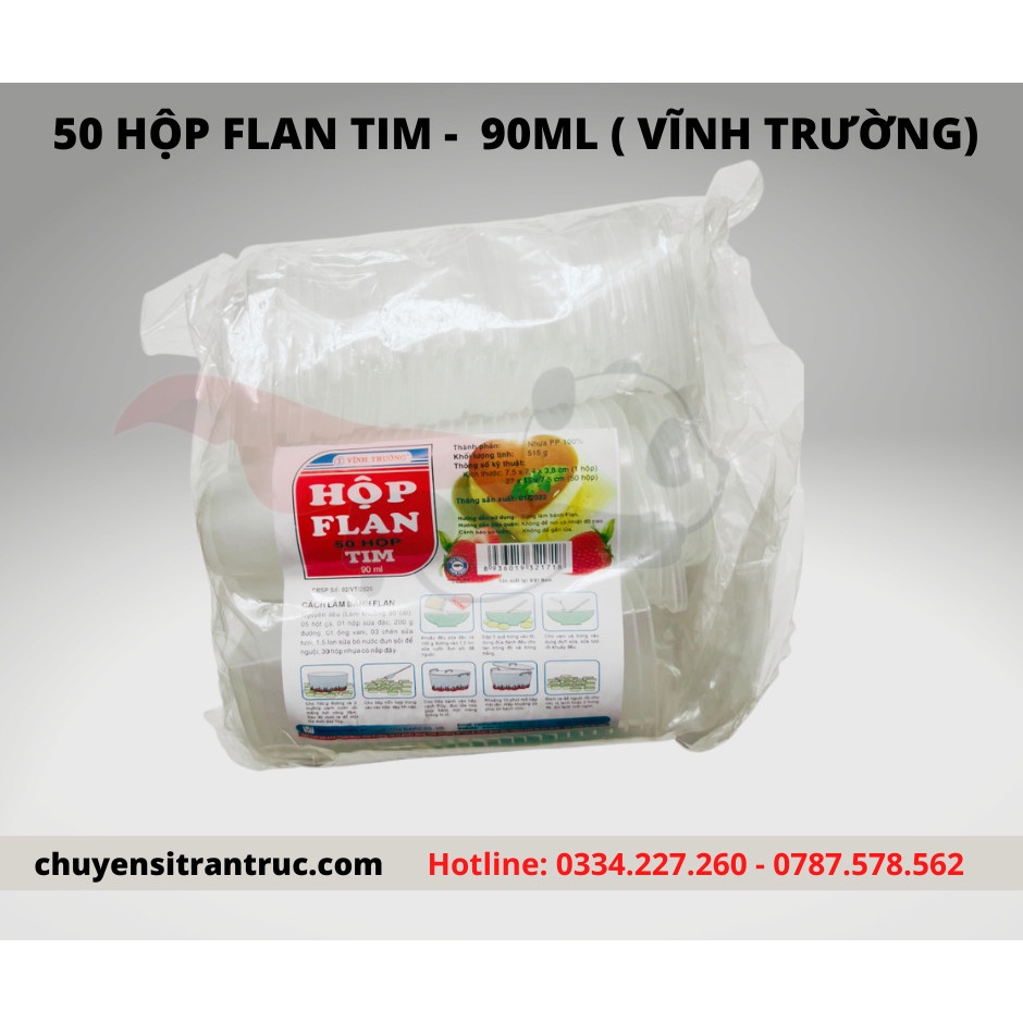 Lốc 50 Hũ Hộp Khuôn Bánh Flan Vĩnh Trường Số 0,1,2,3 và Hình Trái Tim Giá Xưởng