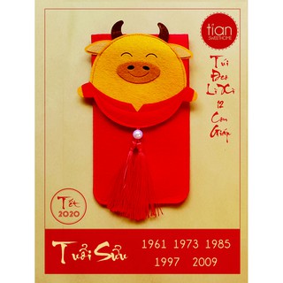 TÚI ĐEO LÌ XÌ  HANDMADE 12 CON GIÁP: SỬU