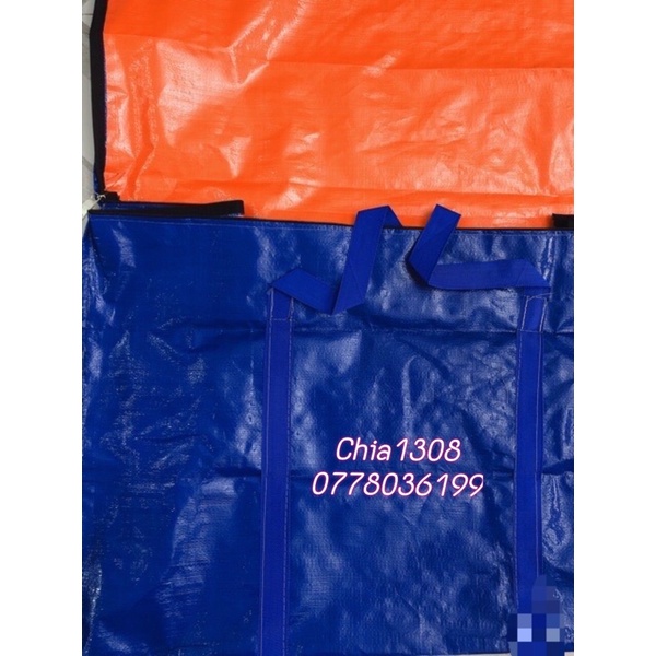 Túi bạt có dây kéo đựng đồ đựng quần áo màu xanh cam nhiều size siêu bền siêu rẻ( sỉ ib)