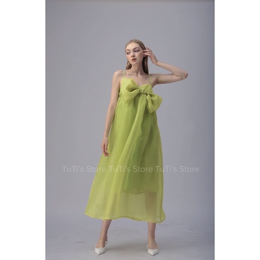 Đầm 2 dây nơ ngực SUNNY DRESS xanh cốm