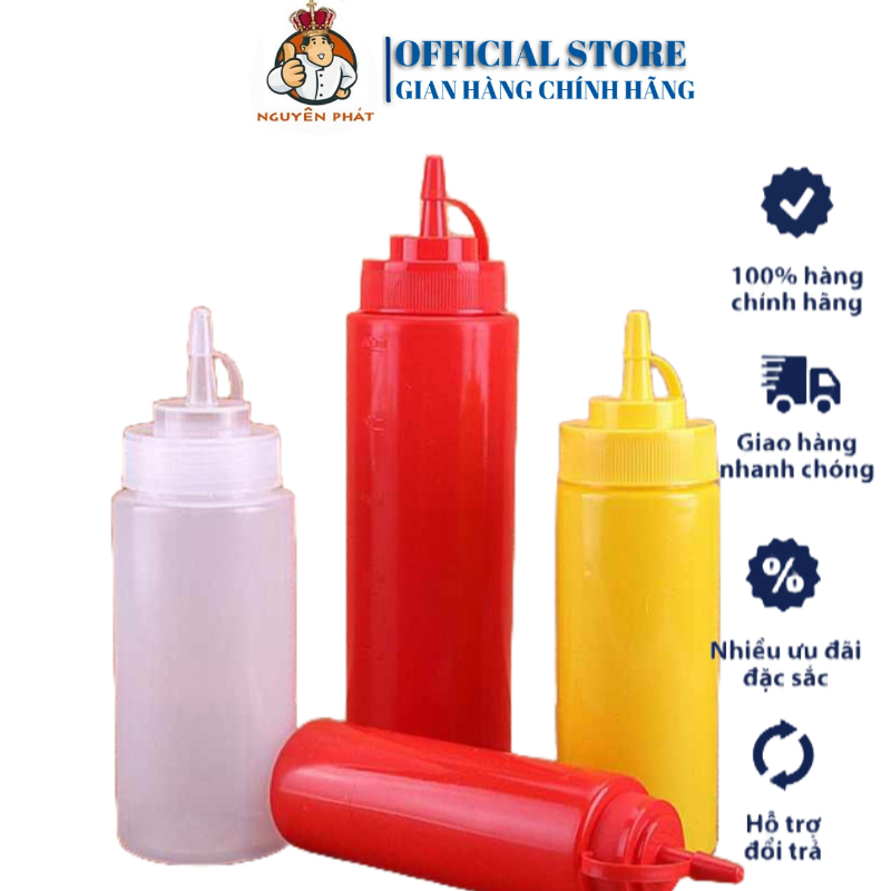 Bình nhựa đựng tương ớt tương cà, nước sốt - Chai Lọ đựng nước chấm nhiều màu có vạch chia - Dụng Cụ Pha Chế Đà Nẵng