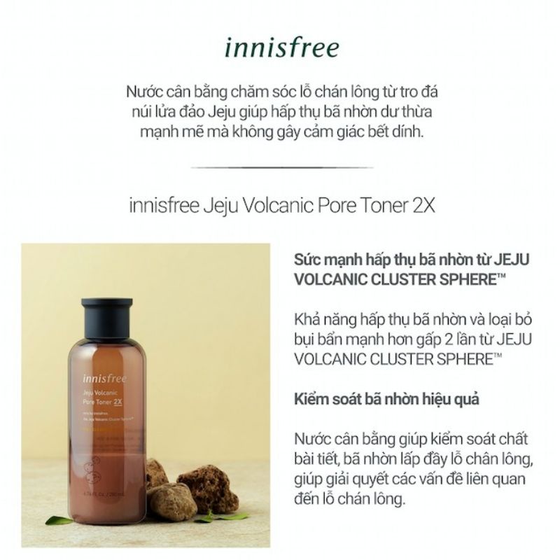 Nước cân bằng chăm sóc da Innisfree Jeju Volcanic Pore Toner 2X 200ml