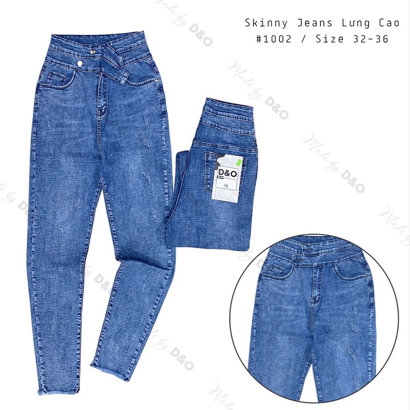 [Size 32-36] Quần Jeans Lưng Siêu Cao 2 Nút / Dài Tôn Dáng Gọn Bụng / Co Giãn Mạnh