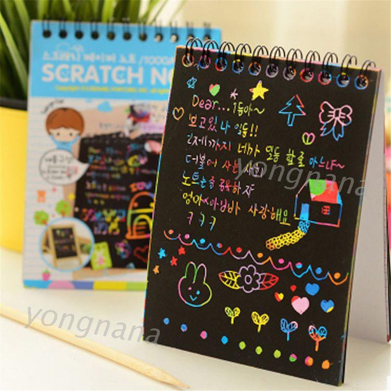★TOY♣ Scratch Sketch Art Notes Rainbow Scratch Magic Doodle Notes Perfect Travel Activity Gift