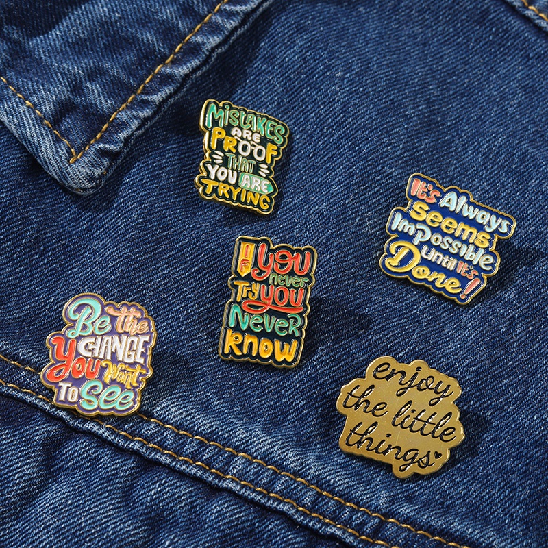 Ghim Cài Áo Kim Loại Tráng Men Họa Tiết Câu Trích Dẫn Nhiều Màu Sắc YOU NEVER TRY YOU NEVER KNOW Dành Cho Trẻ Em