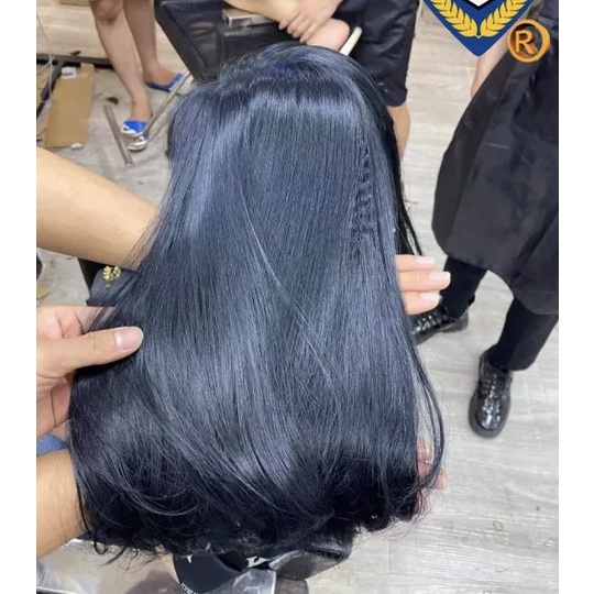 Thuốc nhuộm tóc xanh đen không tẩy, màu nhuộm tóc lên từ nền đen, tặng kèm găng tay và trợ nhuộm siêu dưỡng | Shop Hair