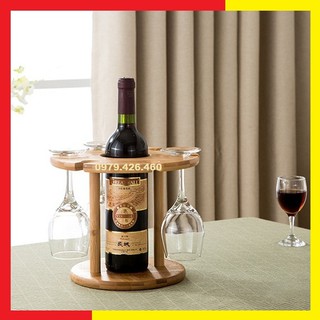 Kệ Đựng Rượu Vang Bằng Gỗ - Kệ Để Chai Rượu Và Ly Bằng Gỗ Tre Đẹp Mắt, Chắc Chắn, Tiện Dụng
