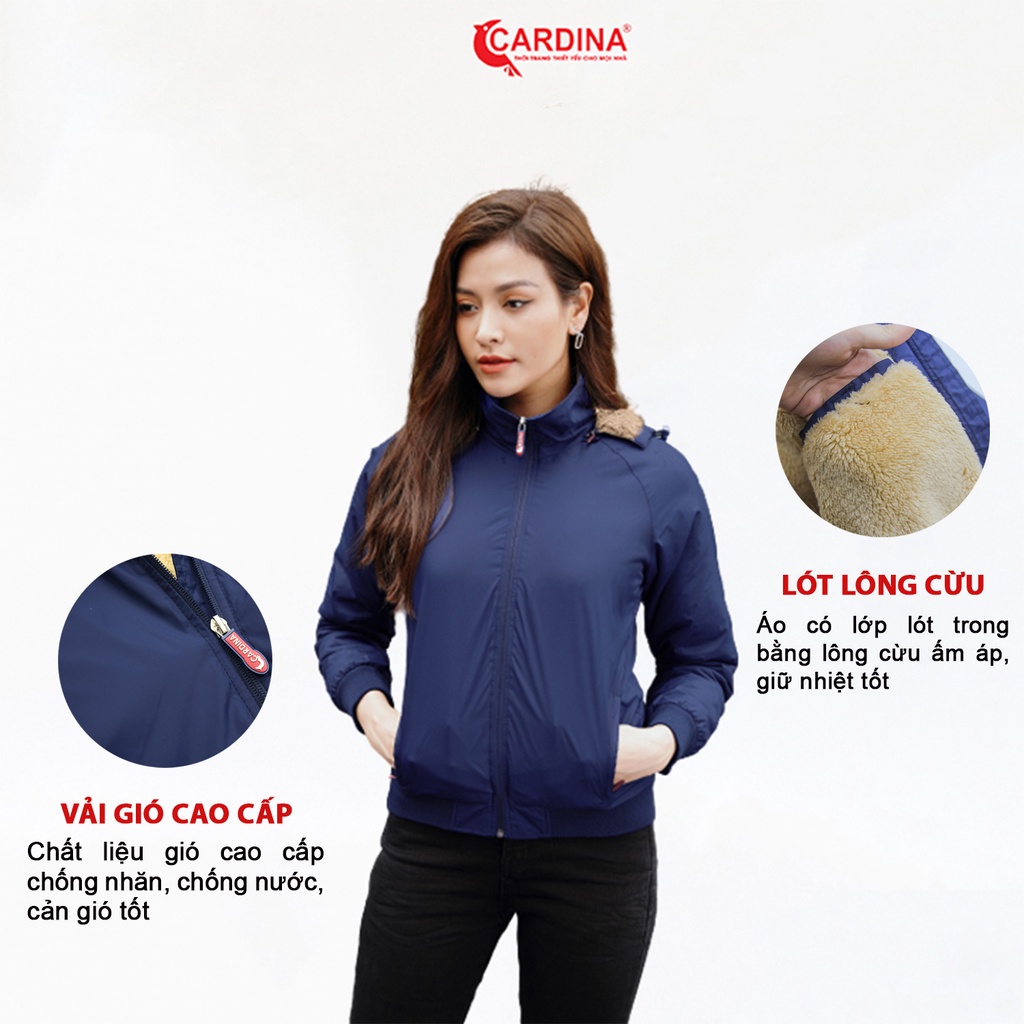 Áo Khoác Nữ 𝐂𝐀𝐑𝐃𝐈𝐍𝐀 Chất Gió Trơn 2 Lớp Lót Lông Cao Cấp Siêu Ấm Siêu Nhẹ Chống Nước LTF