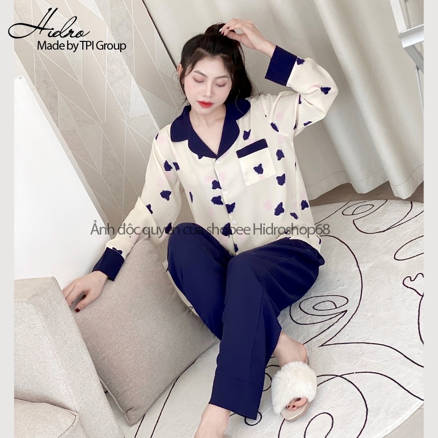 Bộ Pijama Lụa Hạc Dài Tay Chất Lụa Cao Cấp Mềm Mịn Mát