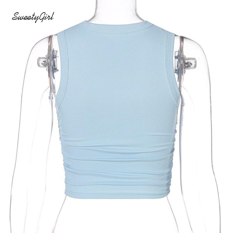 Áo tank top cổ tròn dáng ôm in chữ thời trang cho nữ