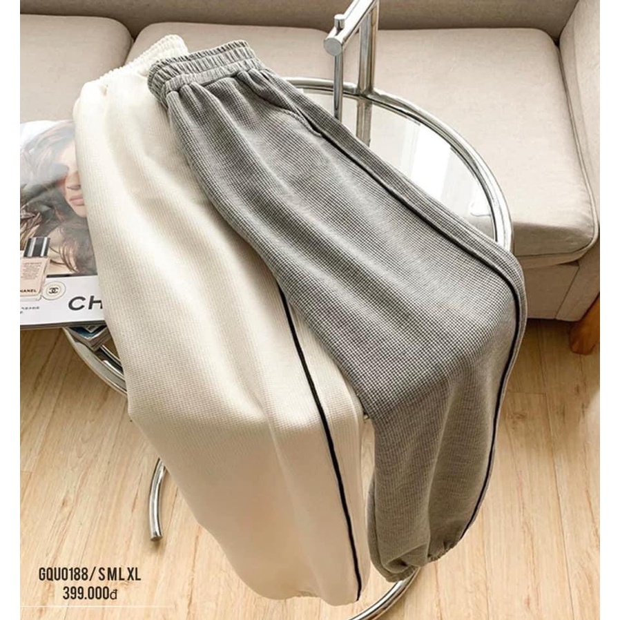 Quần jogger tổ ong bo gấu,