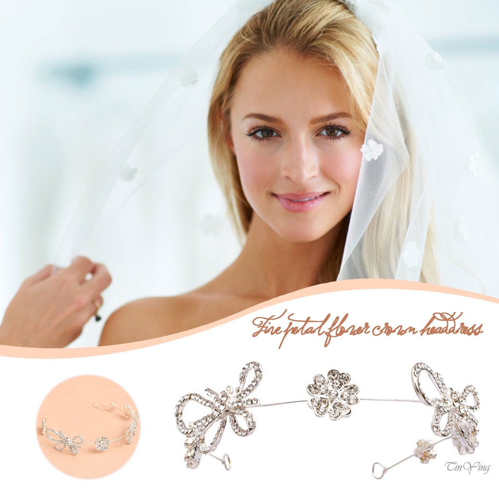 Cài tóc nữ GETNOIVAS dây hợp kim mỏng hình hoa đính đá lấp lánh