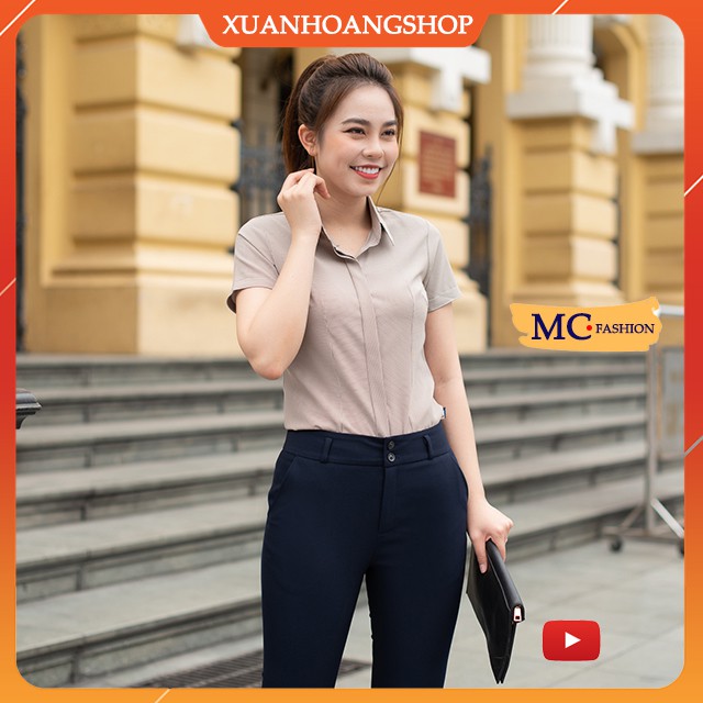 Áo Sơ Mi Nữ Công Sở Mc Fashion A645, Size S, M, L, Xl, 2xl, Tay Ngắn Cộc, Kẻ Sọc Caro, Màu Xanh, Hồng, Trắng, Nâu Tây | BigBuy360 - bigbuy360.vn