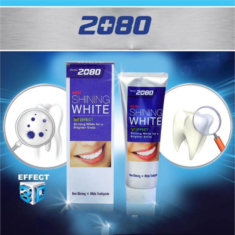 Kem đánh răng 2080 Shining White 3D Effect Hà Quốc, tẩy sạch và làm trắng răng hiệu quả  - SoleilShop