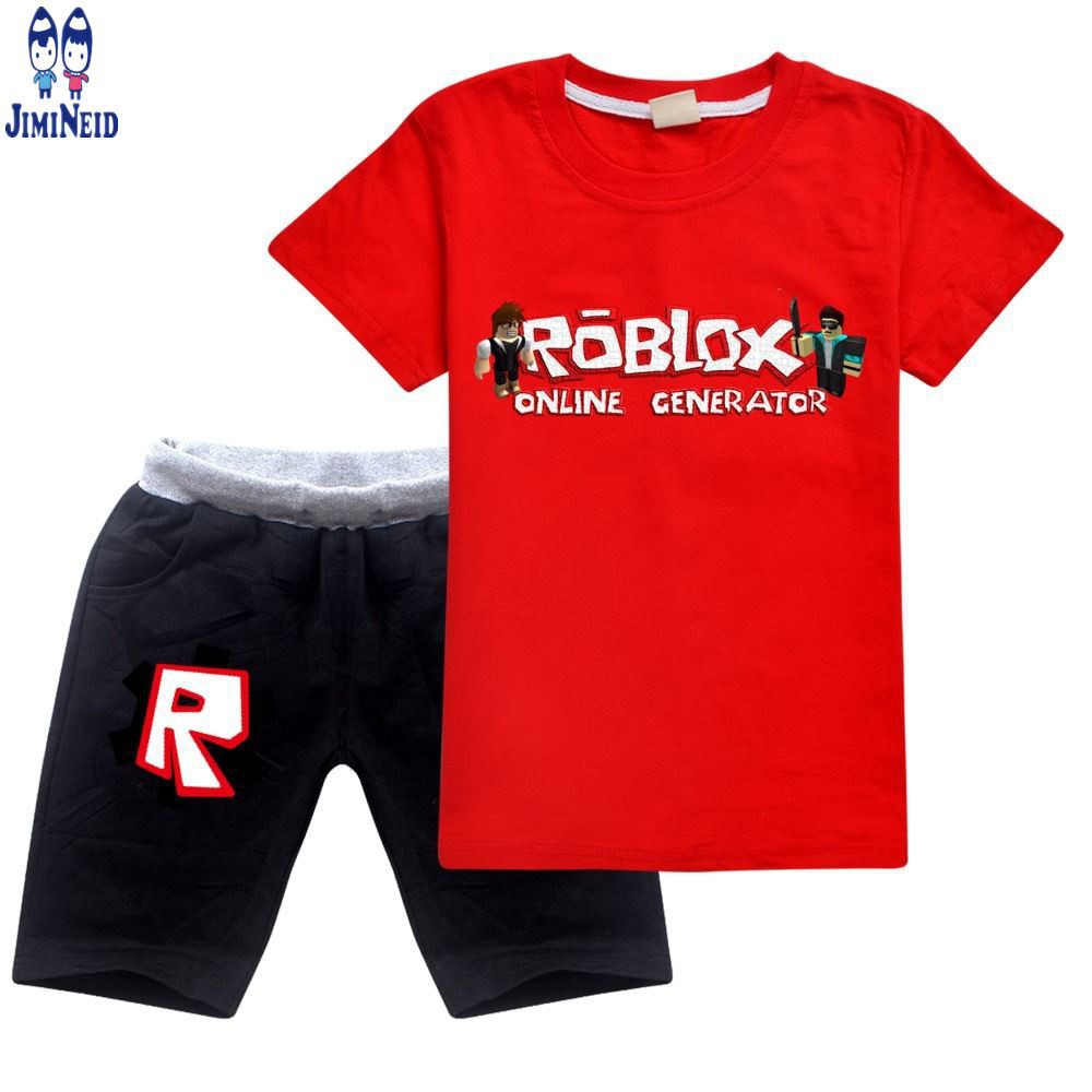 【JD】summer ROBLOX Local Seller Ready Stock Set Kids Short-sleeved cotton T-shirt + shorts 2-piece set