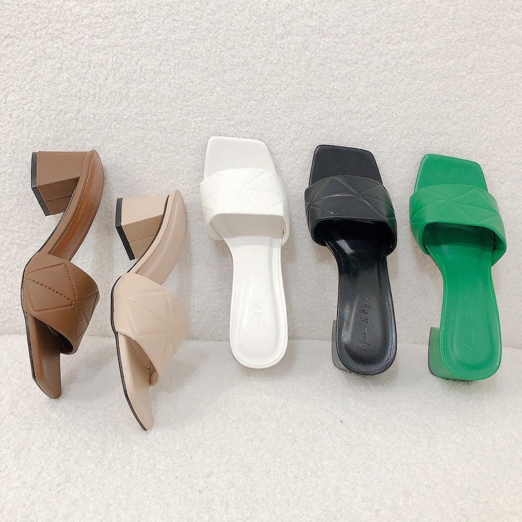 Guốc quai ngang cao 5 cm bản trần chỉ mẫu mới siêu Hot chất da mềm đi êm chân dành cho nữ